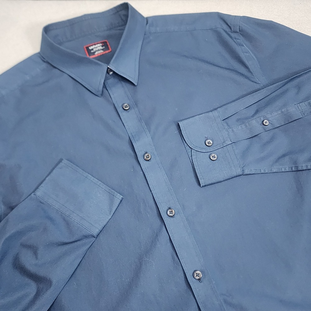 UNTUCKit Button Down Shirt Navy Blue Wrinkle Free Relaxed Fit Mens XXL